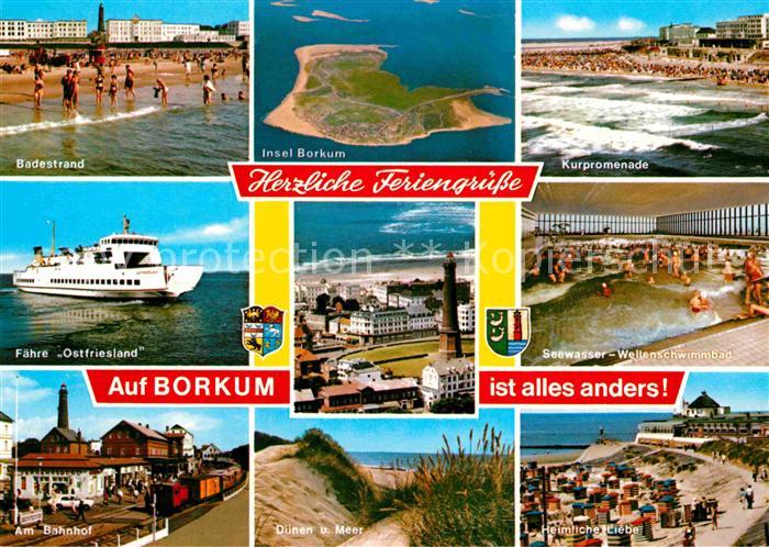 BORKUM Nordseebad Niedersachsen Strand Kurpromenade Faehre Ostfriesland Seewasse