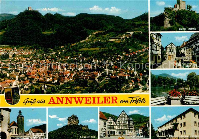 Annweiler Trifels Panorama Burg Trifels Muehlrad Kurpark Asselstein Markt Pfaelz