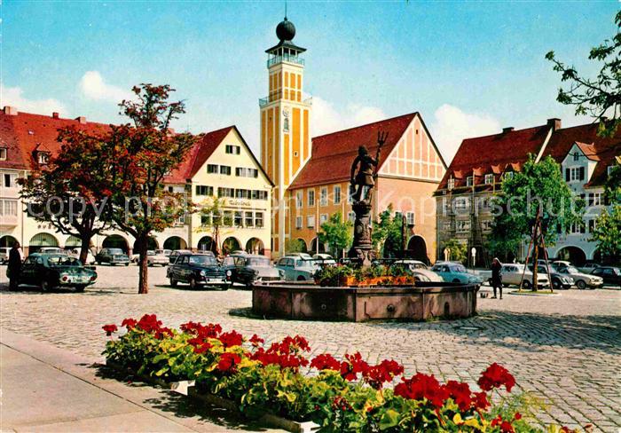 FREUDENSTADT BW Marktplatz Rathaus und Neptunbrunnen