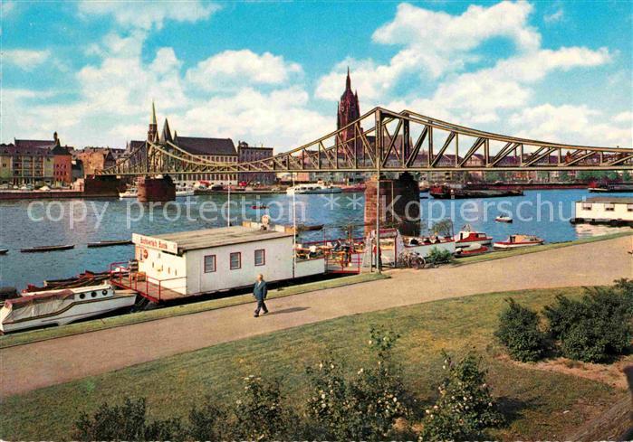 Frankfurt Main Mainpartie am Eisernen Steg mit Dom