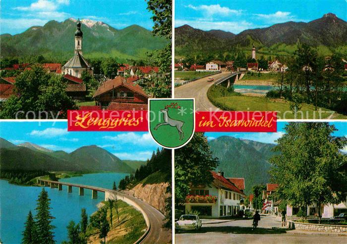 Lenggries Kirche Strassenbruecke Dorfmotive