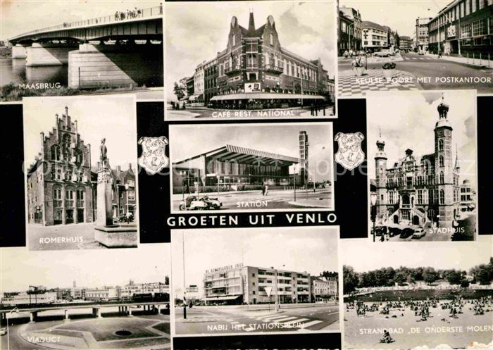 Venlo Maasbrug Cafe National Keulse Poort met Postkantoor Roemerhuis Station Sta