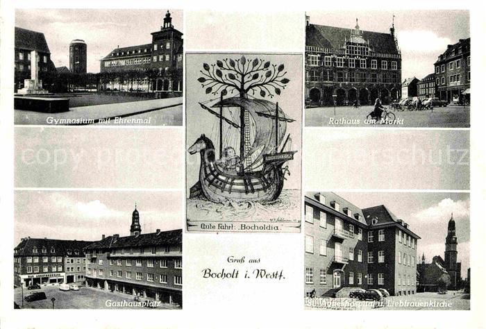 Bocholt Westfalen Gymnasium Ehrenmal Rathaus Markt Gasthausplatz Liebfrauenkirch