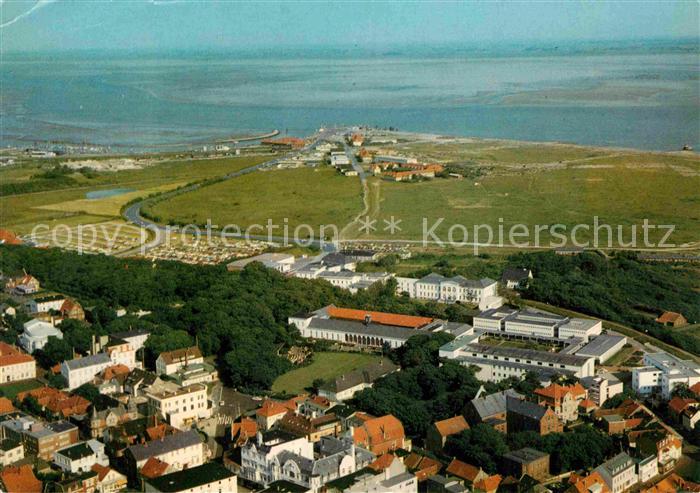 Norderney Nordseebad Fliegeraufnahme Kuranlagen und Hafen