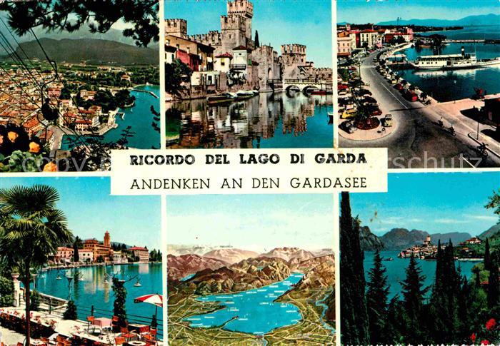 Gardasee Lago di Garda Hafen Seilbahn Panoramakarte