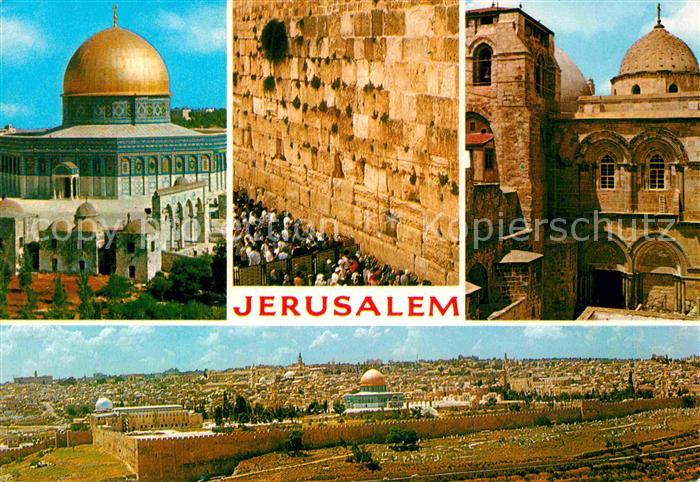 Jerusalem Yerushalayim Western-Wall Tempel Mount and Christians Worship in Churc