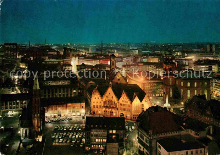 Frankfurt Main Fliegeraufnahme Altstadt bei Nacht