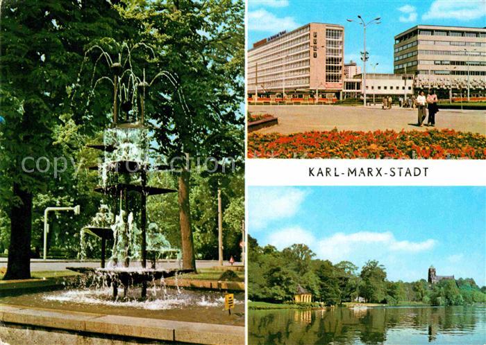 Karl-Marx-Stadt Klapperbrunnen Schlossteich Strasse-der-Nationen Ernst-Thaelmann