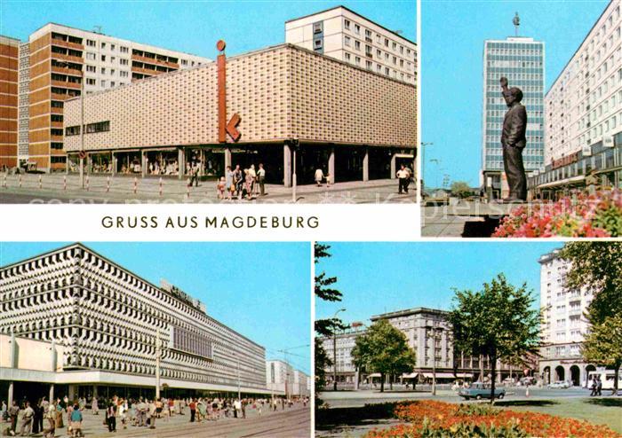 MAGDEBURG  CITY Erich-Weinert-Denkmal Haus-des-Lehrers Wilhelm-Pieck-Allee Otto-