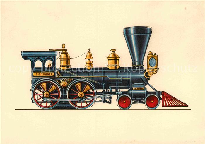 Lokomotive Chicago-Western-Bahn 1867 Zeichnung Swo