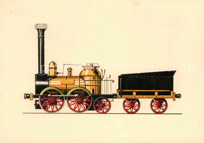 Lokomotive Saxonia 1839 Zeichnung Swoboda