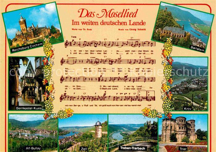 Liederkarte Mosellied Beilstein Krov Alf-Bullay Reichsburg Cochem
