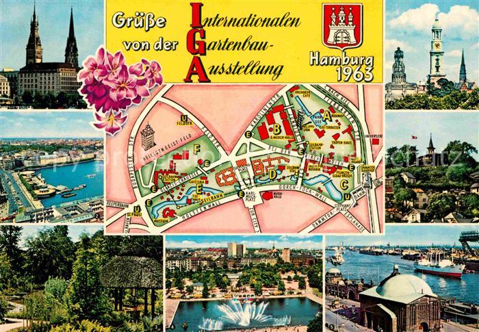 Gartenbauaustellung Hamburg Lageplan Rathaus Nikolaikirche Hafen Elbtunnel