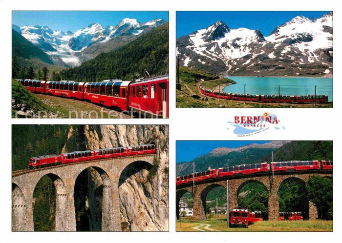 Eisenbahn Bernina-Express Montebello-Kehre Lago Bianco Landwasserviadukt