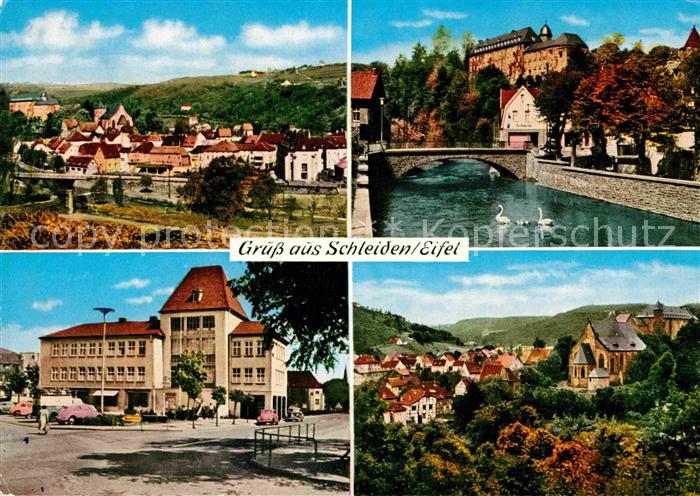 Schleiden Eifel Panorama Partie am Fluss Bruecke Strassenpartie