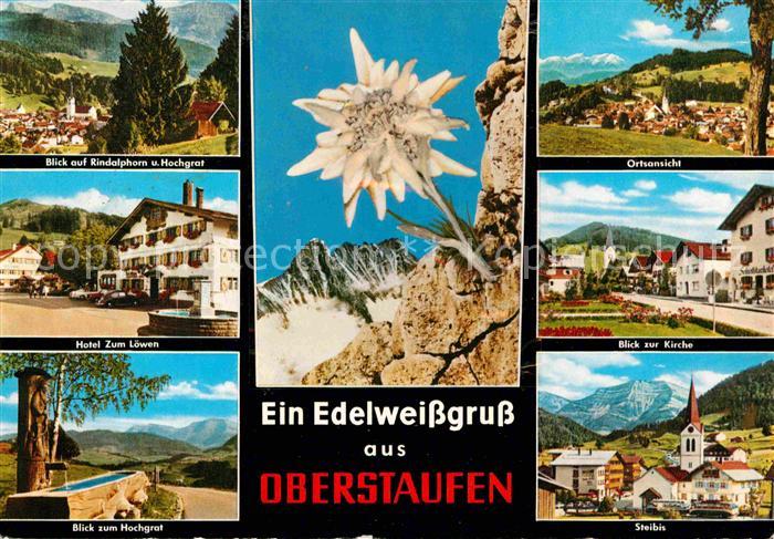 Oberstaufen Oberallgaeu Bayern Ortsansicht Hotel Zum Loewen Kirche Hochgrat Rin