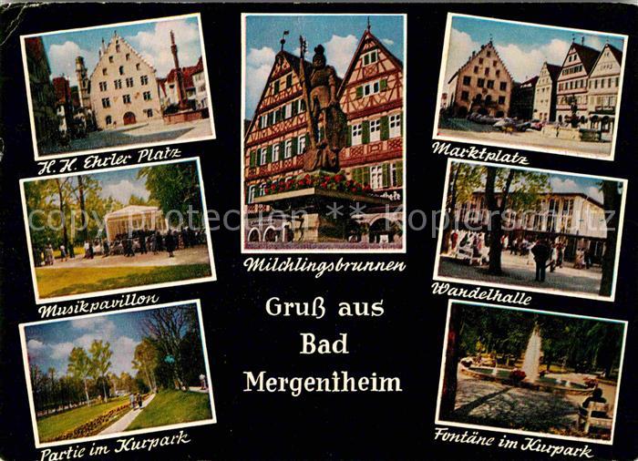 Bad Mergentheim Ehrler Platz Milchlingsbrunnen Fachwerkhaus Marktplatz Wandelhal