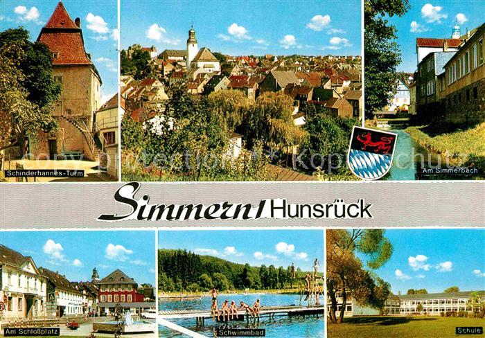 Simmern Hunsrueck Schinderhannesturm Simmerbach Schlossplatz Schwimmbad Schule