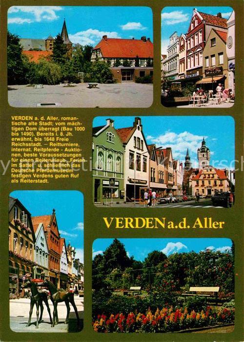 Verden Aller Innenstadt Fussgaengerzone Pferde Statue Park