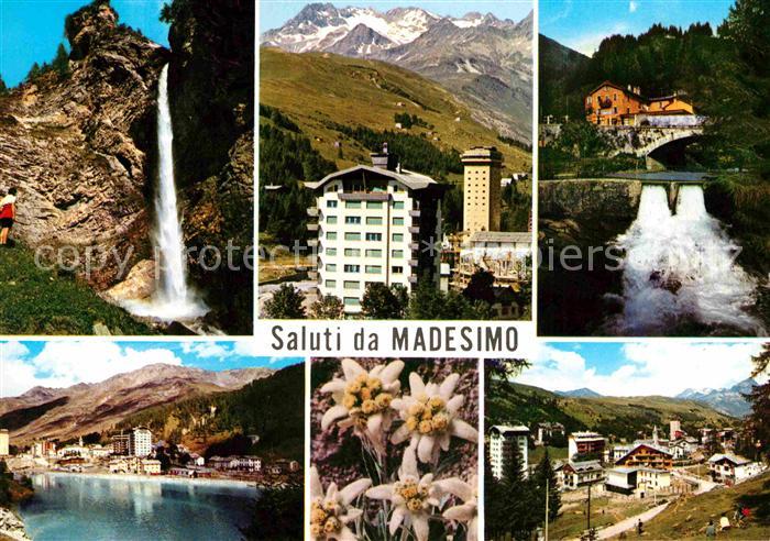 Madesimo Teilansichten Alpen Wasserfall See Edelweiss