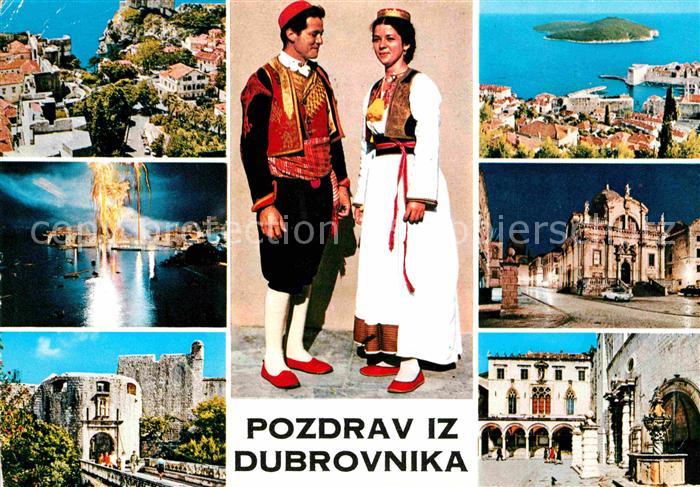 Dubrovnik Ragusa Teilansichten Kuestenstadt Trachten