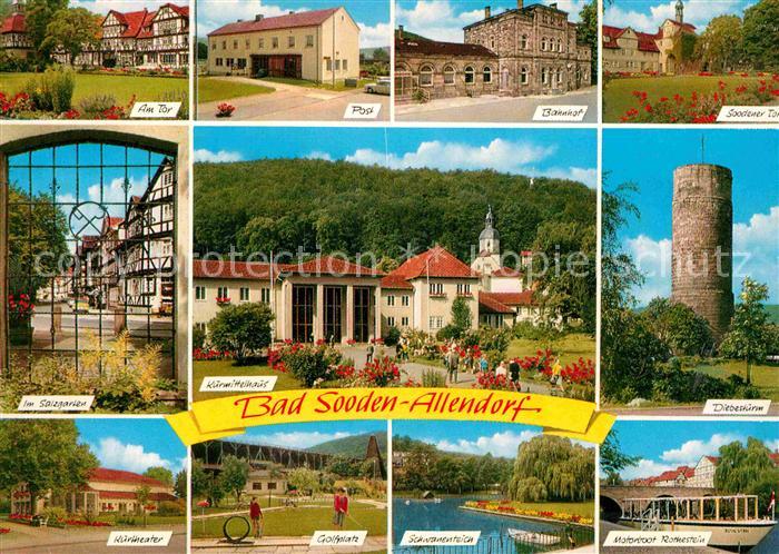 Bad Sooden-Allendorf Tor Post Bahnhof Kurmittelhaus Diebesturm Motorboot Schwane