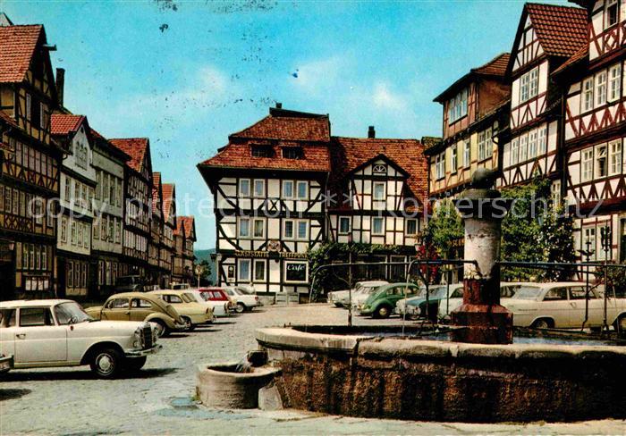 Bad Sooden-Allendorf Marktplatz Brunnen Fachwerkhaeuser