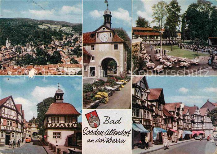 Bad Sooden-Allendorf Teilansichten Strassenpartie Fachwerkhaeuser Tor Kurpark