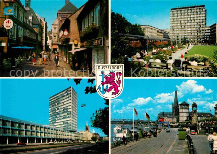 DuessELDORF  CITY Innenstadt Fussgaengerzone Hochhaus Uferstrasse am Rhein