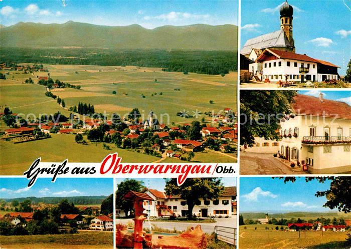 Oberwarngau Kirche Dorfpartie Brunnen Fliegeraufnahme