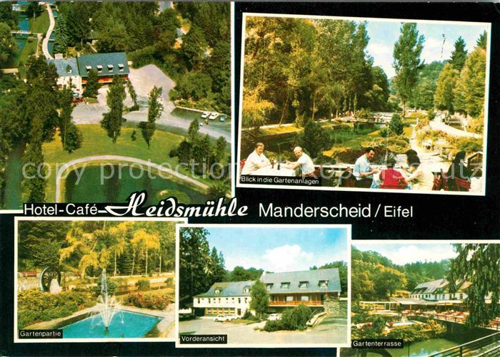Manderscheid Eifel Hotel Cafe Heidsmuehle Gartenanlagen Terrasse