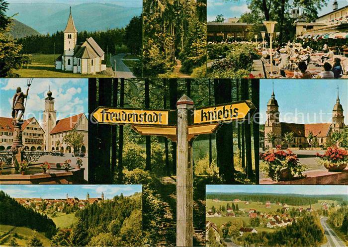 FREUDENSTADT BW Panorama Schwarzwald Kirche Marktplatz Neptunbrunnen Kirche Wald