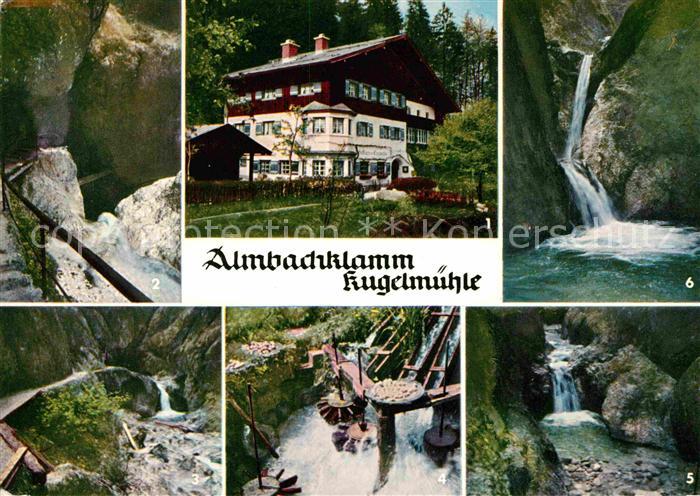 Almbachklamm Kugelmuehle Gasthaus Felsensteig Wasserfall