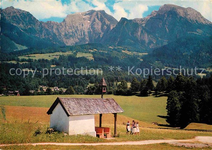 Schoenau Berchtesgaden Feldkapelle mit Kehlstein Hoher Goell und Brett Berchtesg