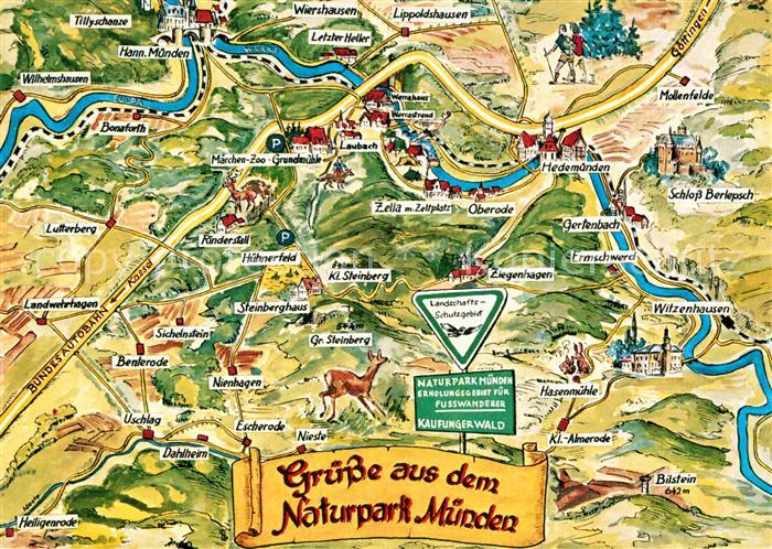 Muenden Landkarte Naturpark mit Sehenswuerdigkeiten