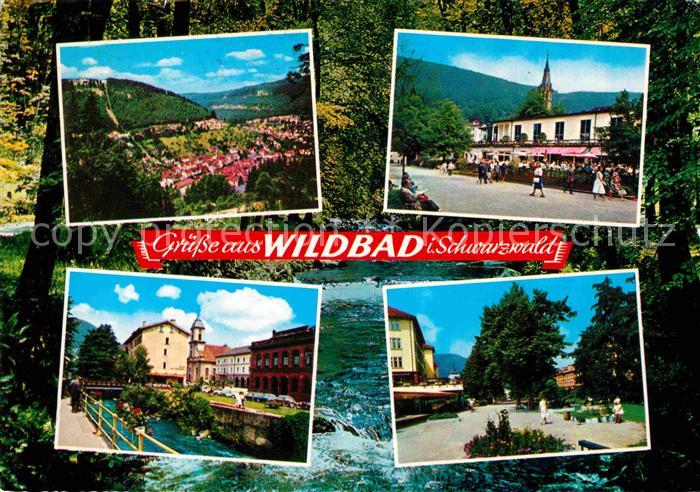Wildbad Schwarzwald Panorama Thermalbad Ortspartie an der Kirche Park