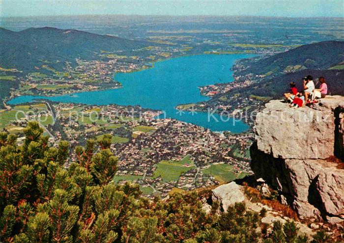 Wallberg Panorama Blick vom Wallberggipfelfelsen auf Tegernsee Rottach Bad Wiess