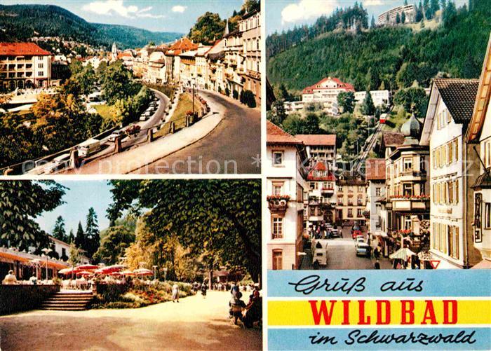 Wildbad Schwarzwald Innenstadt Blick zum Sommerberg Hotel Kurpark Restaurant Ter