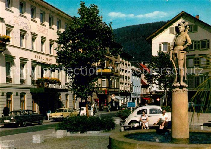 Wildbad Schwarzwald Kurplatz Brunnen Hotel Post