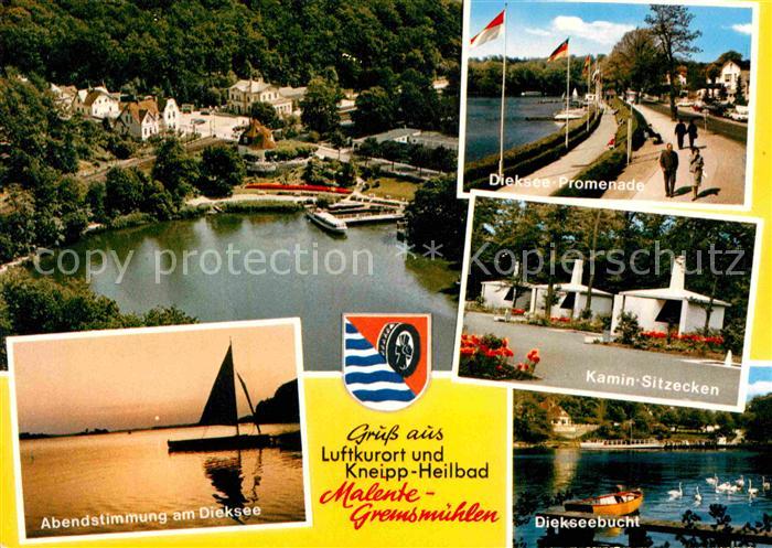 Malente-Gremsmuehlen Dieksee Promenade Kamin Sitzecken Bucht Abendstimmung am Se