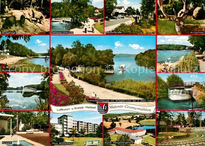 Malente-Gremsmuehlen Wildgehege Dieksee Promenade Kurpark Kurhaus Klinik Anleger