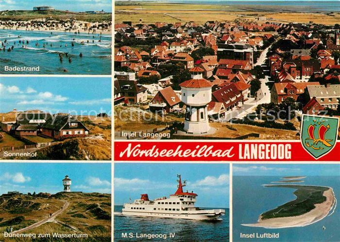 Langeoog Nordseebad Badestrand Sonnenhof Duenen Wasserturm MS Langeoog IV Insel