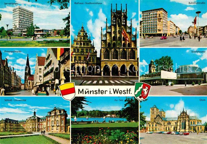 Muenster Westfalen Servatiiplatz Prinzipalmarkt Schloss Universitaet Rathaus Sta