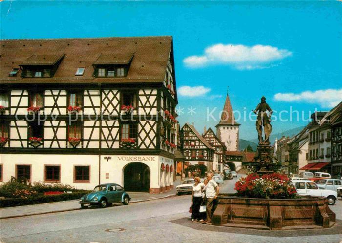 Gengenbach Marktplatz Brunnen Fachwerkhaeuser