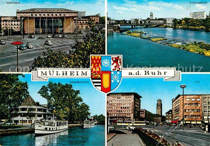 Muelheim Ruhr Stadthalle Schlossbruecke City Wasserbahnhof Ausflugsdampfer