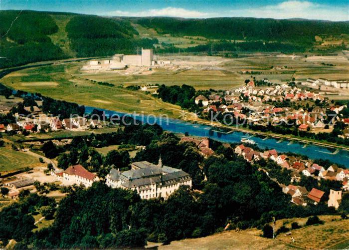 Beverungen mit Herstelle und Wuergassen Weser Fliegeraufnahme