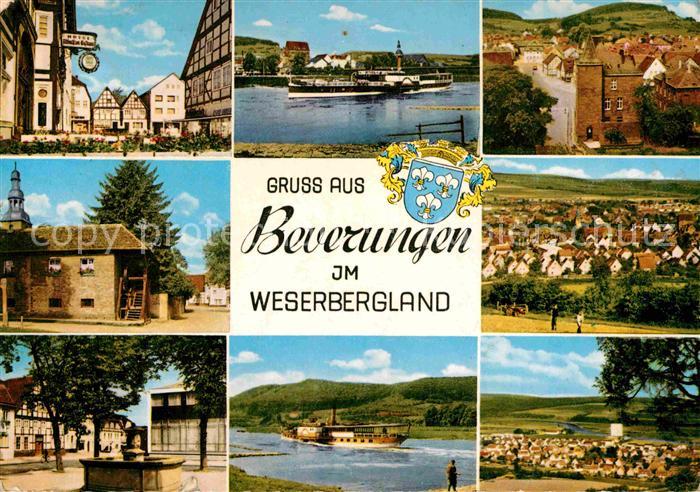 Beverungen Teilansichten Brunnen Weser Dampfer