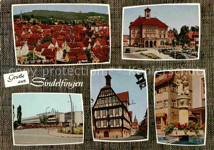 Sindelfingen Blick ueber die Stadt Rathaus Fachwerkhaus Brunnen Daimler Benz Wer