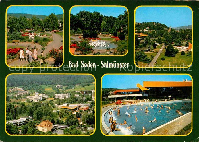 Bad Soden-Salmuenster Kurpark Wasserspiele Schwimmbad Stadtbild mit Kurhaeusern