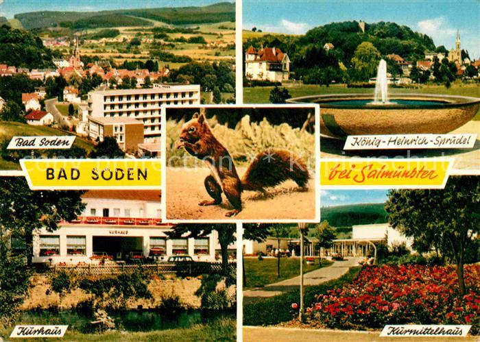 Bad Soden-Salmuenster Stadtbild mit Kirche Koenig Heinrich Sprudel Kurmittelhaus